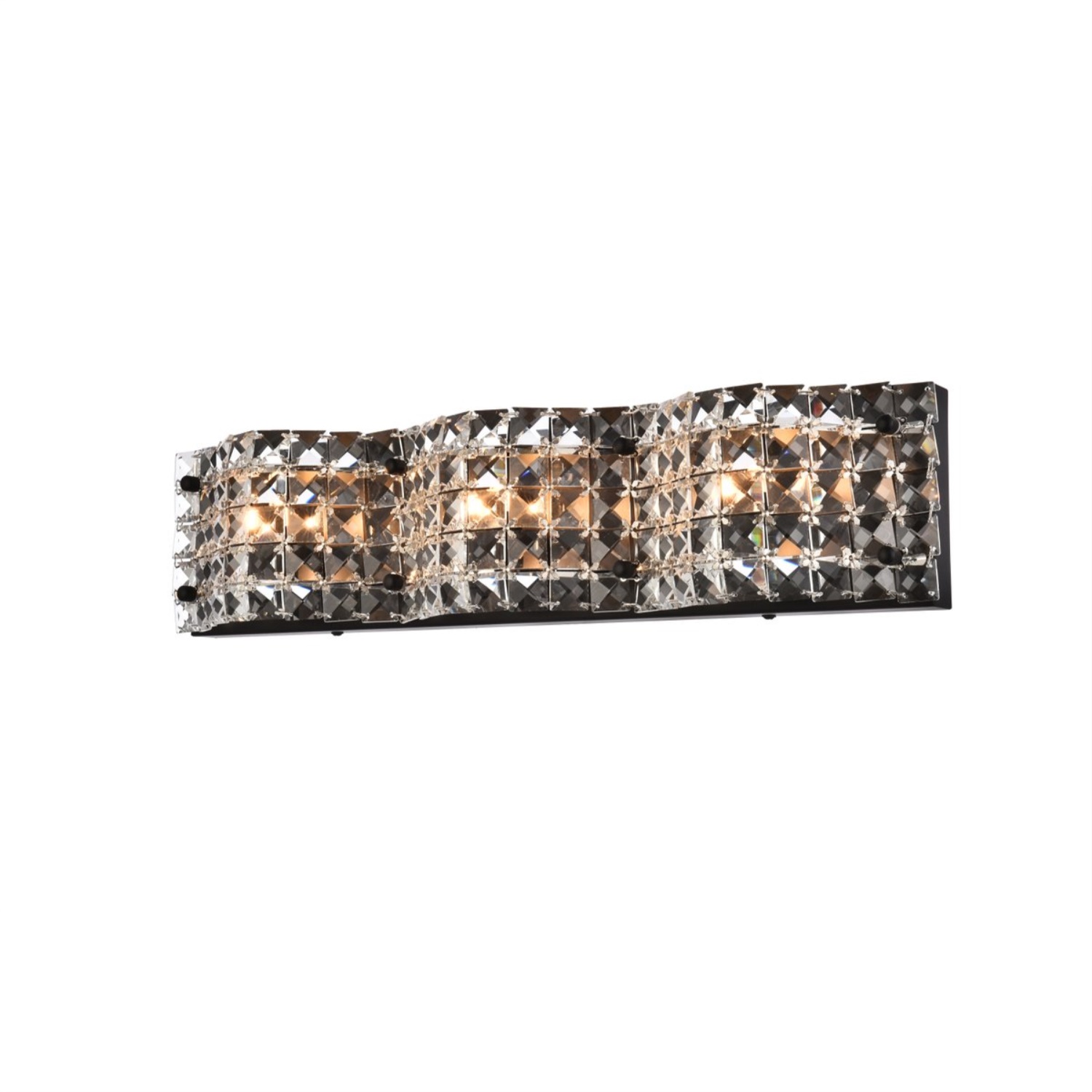 Living District Tate 3 light bath sconce in black with clear crystals