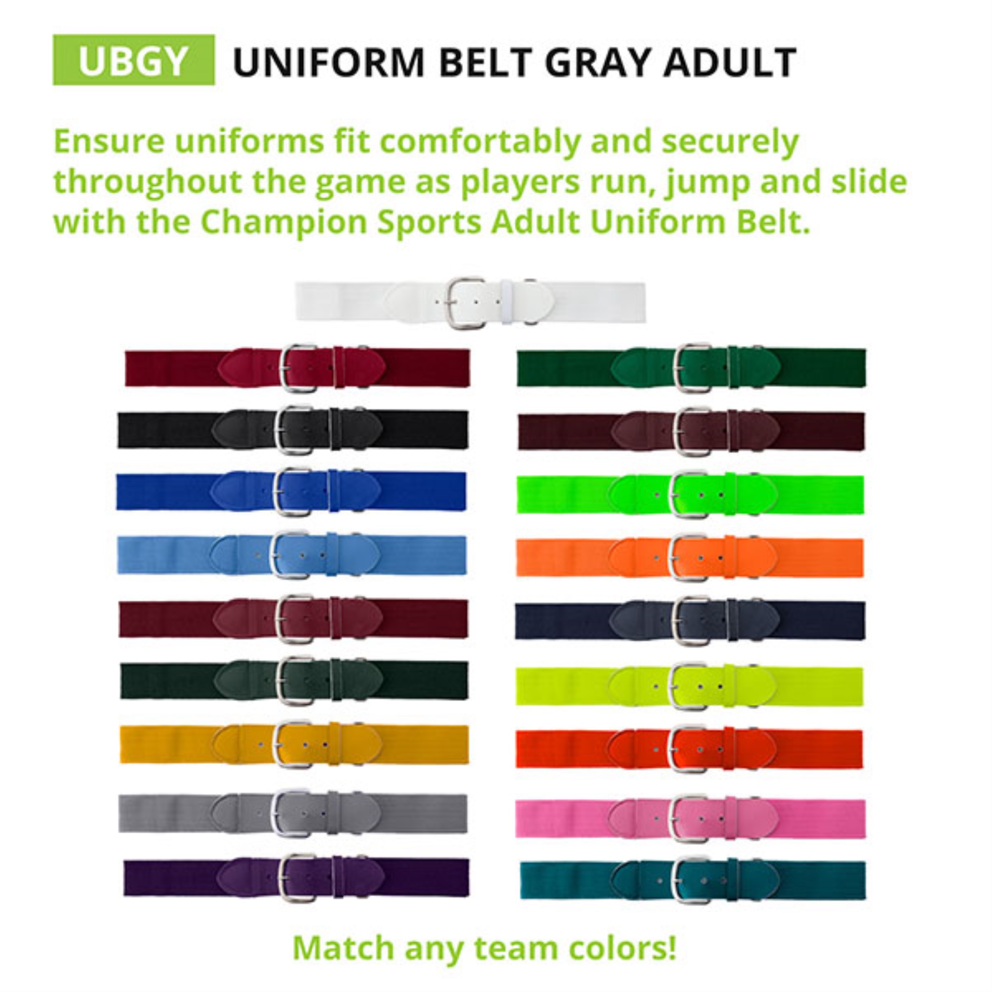 Champion Sports Uniform Belt Gray Adult