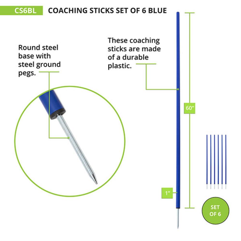 Champion Sports Coaching Sticks Set of 6 Blue