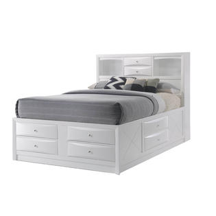 Eight Drawer Full Size Storage Bed, Full Size Bed With Bookcase Headboard