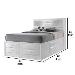 Benjara Eight Drawer Full Size Storage, Full Size Bed With Storage Drawers And Bookcase Headboard