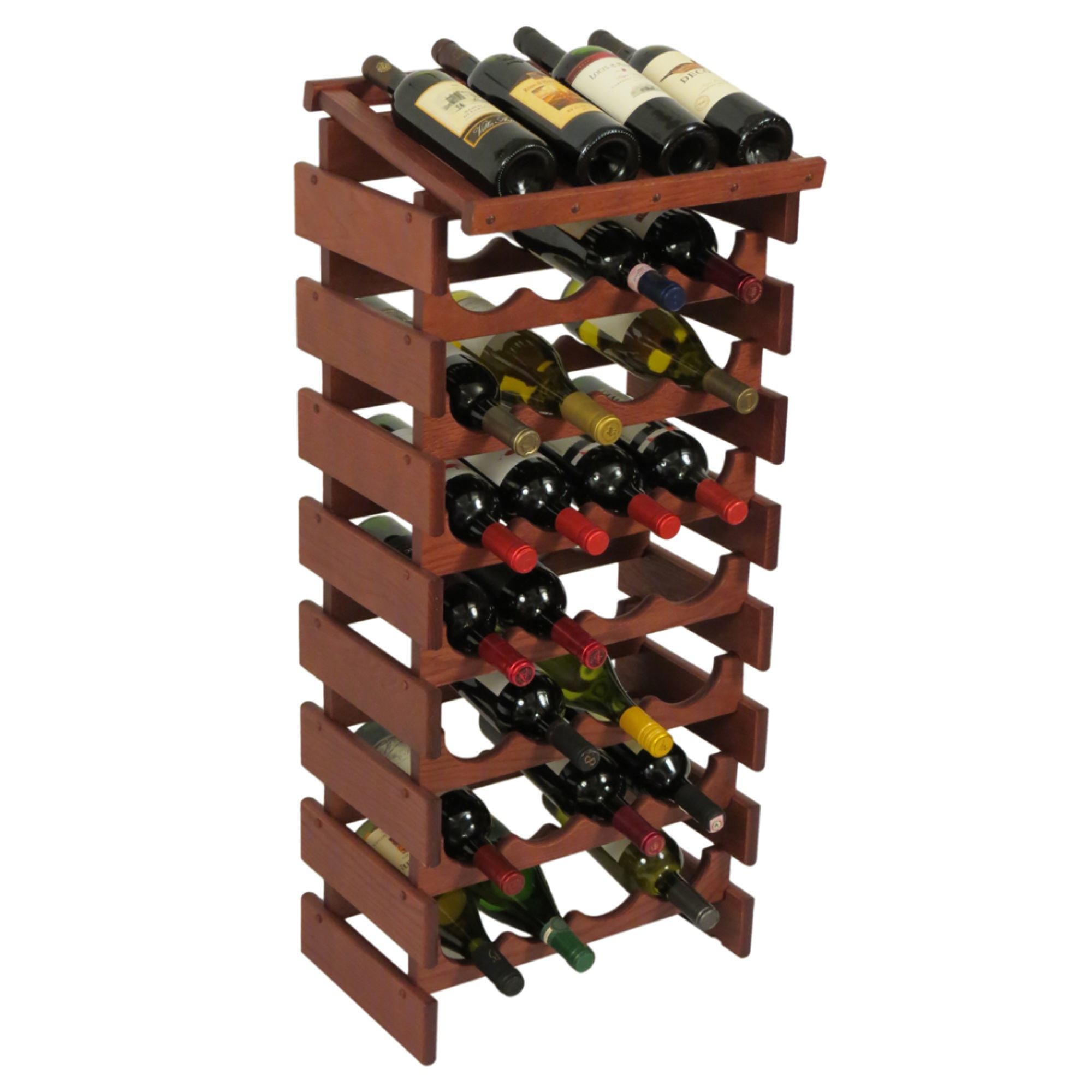 Wooden Mallet 32 Bottle Dakota Wine Rack with Display Top, Mahogany