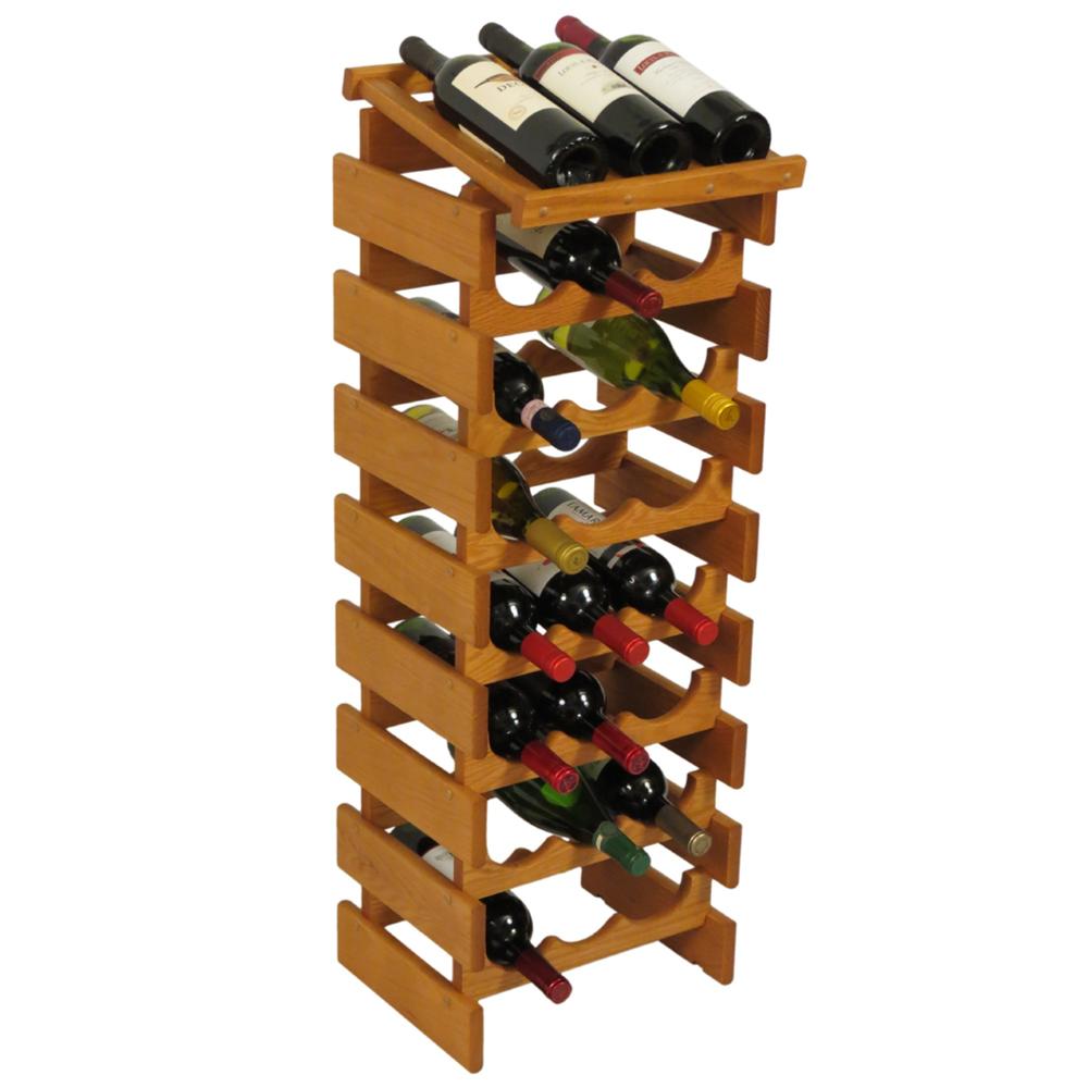 Wooden Mallet 24 Bottle Dakota Wine Rack with Display Top, Medium Oak