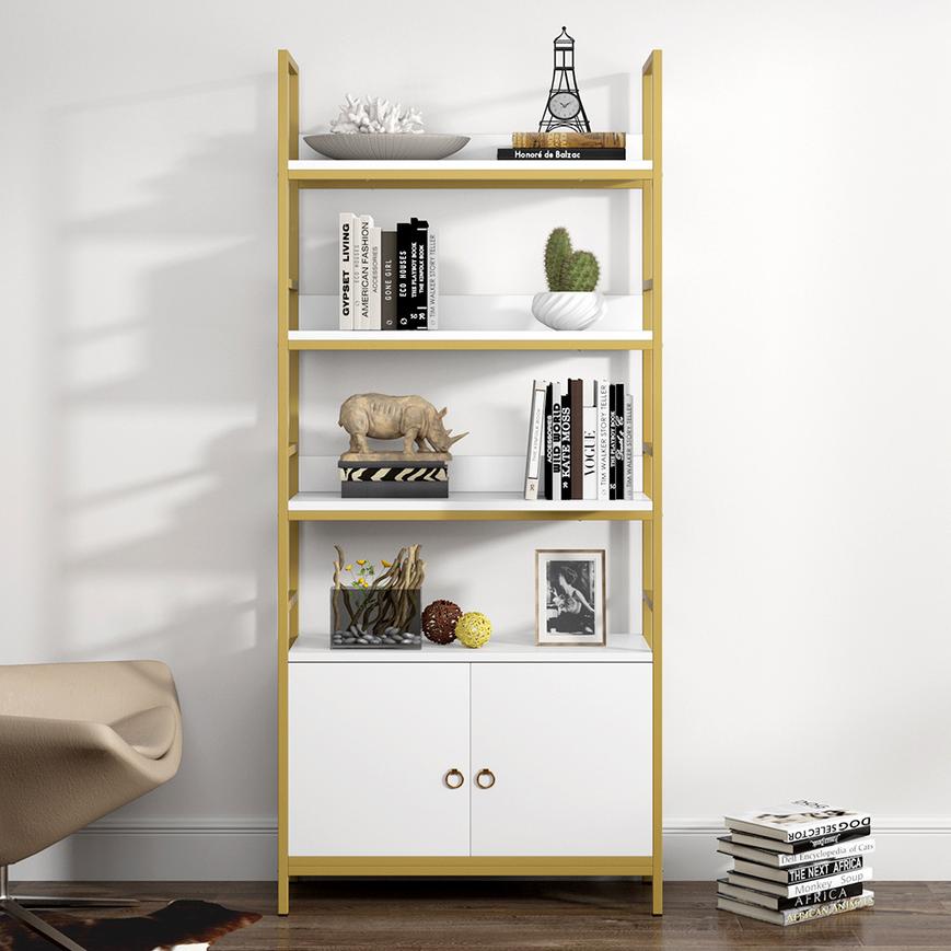 Tribesigns Bookcase With, White And Gold Bookcase With Drawers