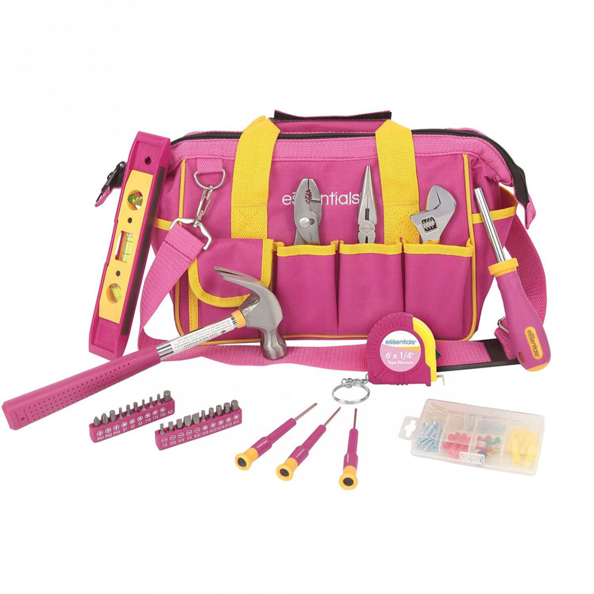 GREATNECK Great Neck 21043 32-Piece Essentials Around the House Tool Set in Pink Bag