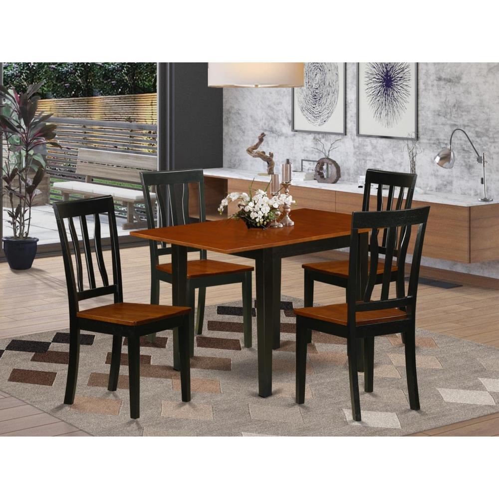 East West Furniture NDAN5-BCH-W Dining Table Set 5 Pc- 4 Outstanding Dining Room Chairs and a Delightful Wooden Dining Table -