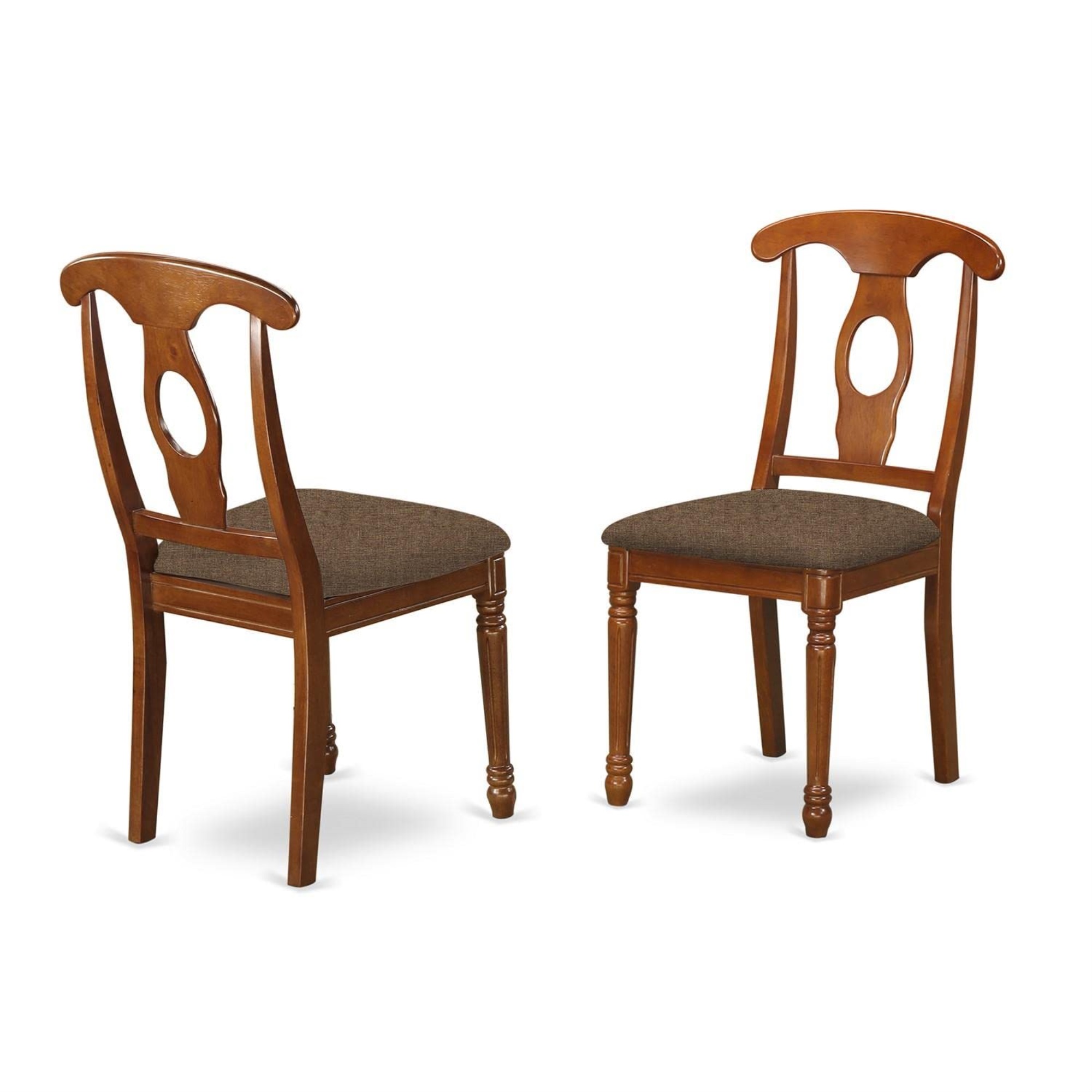 East West Furniture Set of 2 Chairs NAC-SBR-C Napoleon styled kitchen chair with upholstered seat