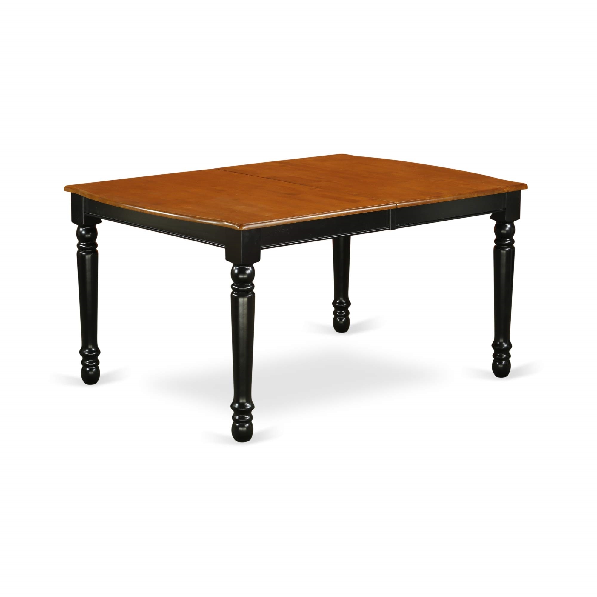 East West Furniture DOT-BCH-T Dover Dining Room table with 18" Butterfly Leaf -Black and Cherry Finish.
