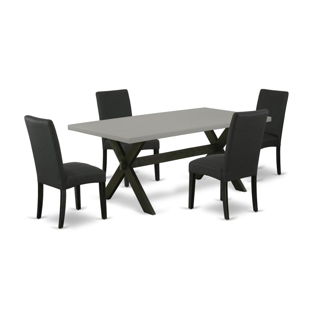 East West Furniture X697DR124-5 - 5-Piece Dinette Set - 4 Parson Dining Chairs and Dining Table Solid Wood Structure