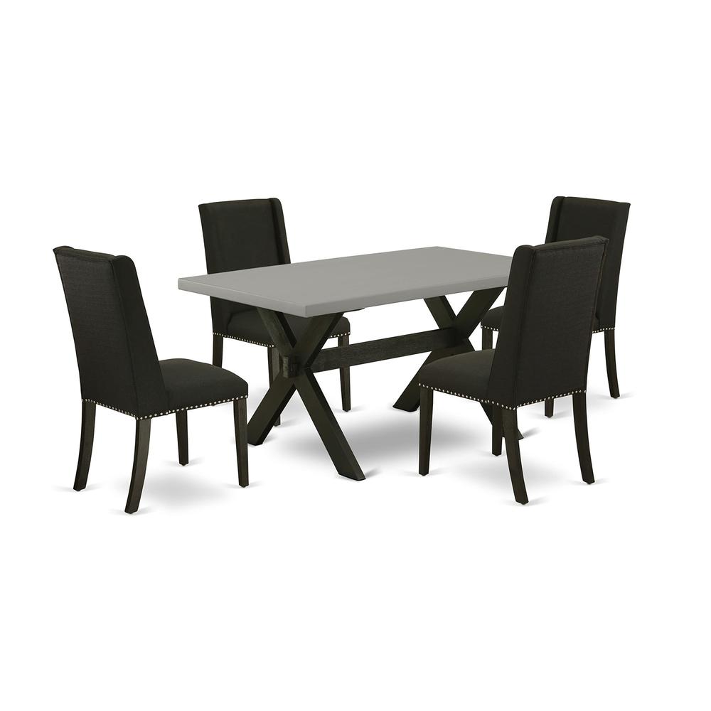 East West Furniture 5-Pc Dining Table Set Included 4 Dining Chair Upholstered Nails Head Seat and Stylish Chair Back and recta