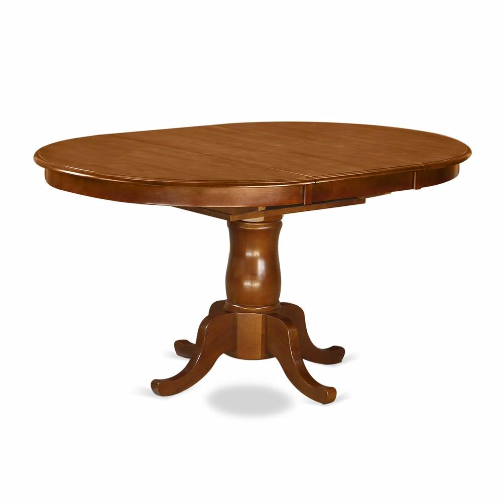 East West Furniture POT-SBR-TP Oval Dining Table with 18" extension butterfly leaf in Saddle Brown