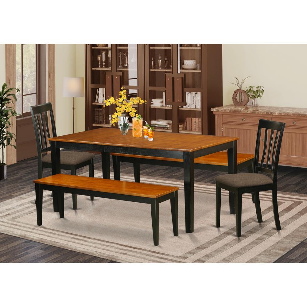East West Furniture NIAN5N-BCH-C 5 Pc Dining room set with bench-Kitchen Tables and 2 Dining Chairs Plus 2 bench
