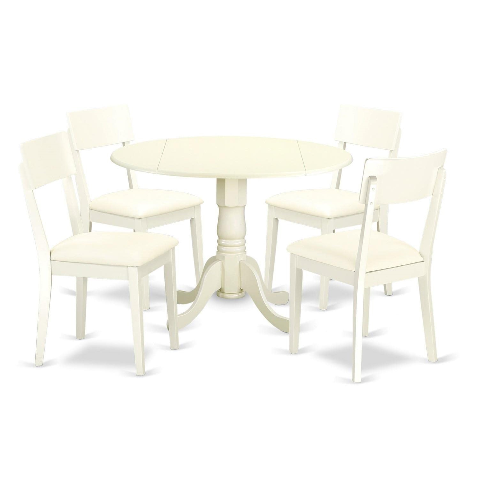 East West Furniture Dlad5 Whi Lc 5 Pc, Leather Kitchen Table Set