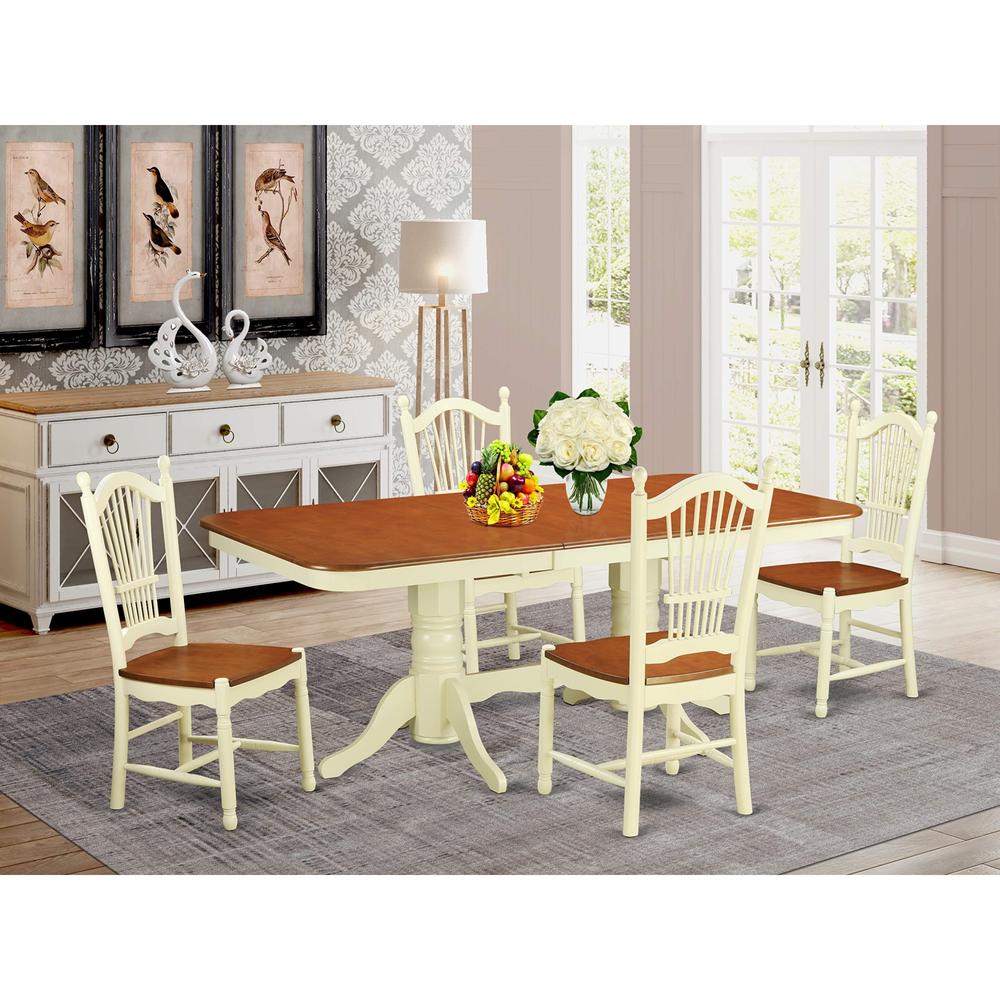 East West Furniture NADO5-WHI-W 5 PC Kitchen nook Dining set - Table and 4 Dining Chairs