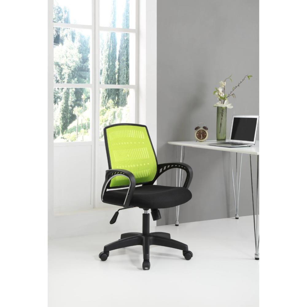 Hodedah Mesh, Mid-Back, Adjustable Height, Swiveling Office Chair with Padded Seat in Green