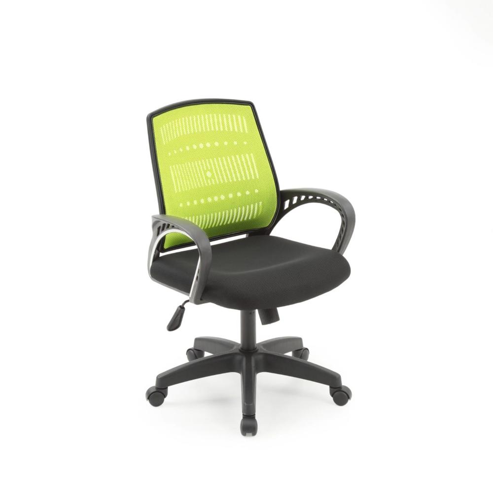 Hodedah Mesh, Mid-Back, Adjustable Height, Swiveling Office Chair with Padded Seat in Green