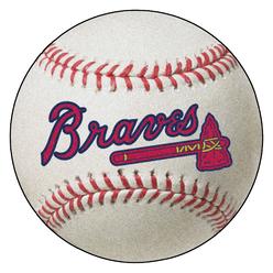 Fanmats 29193 27 in. Dia. Atlanta Braves Braves Script Logo Baseball Rug&#44; White