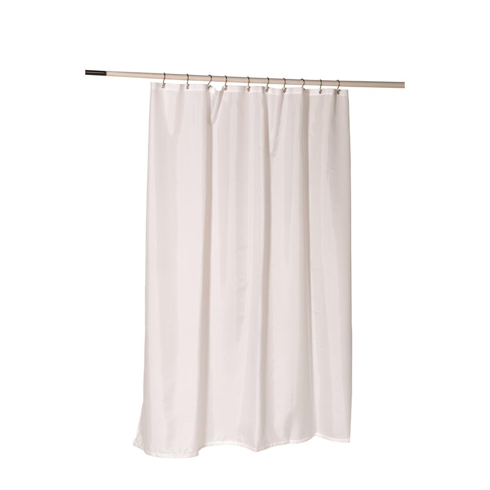 Carnation Home Fashions Nylon Fabric Shower Curtain Liner w/ Reinforced Header and Metal Grommets in White  - Size 70" wide x 84" long