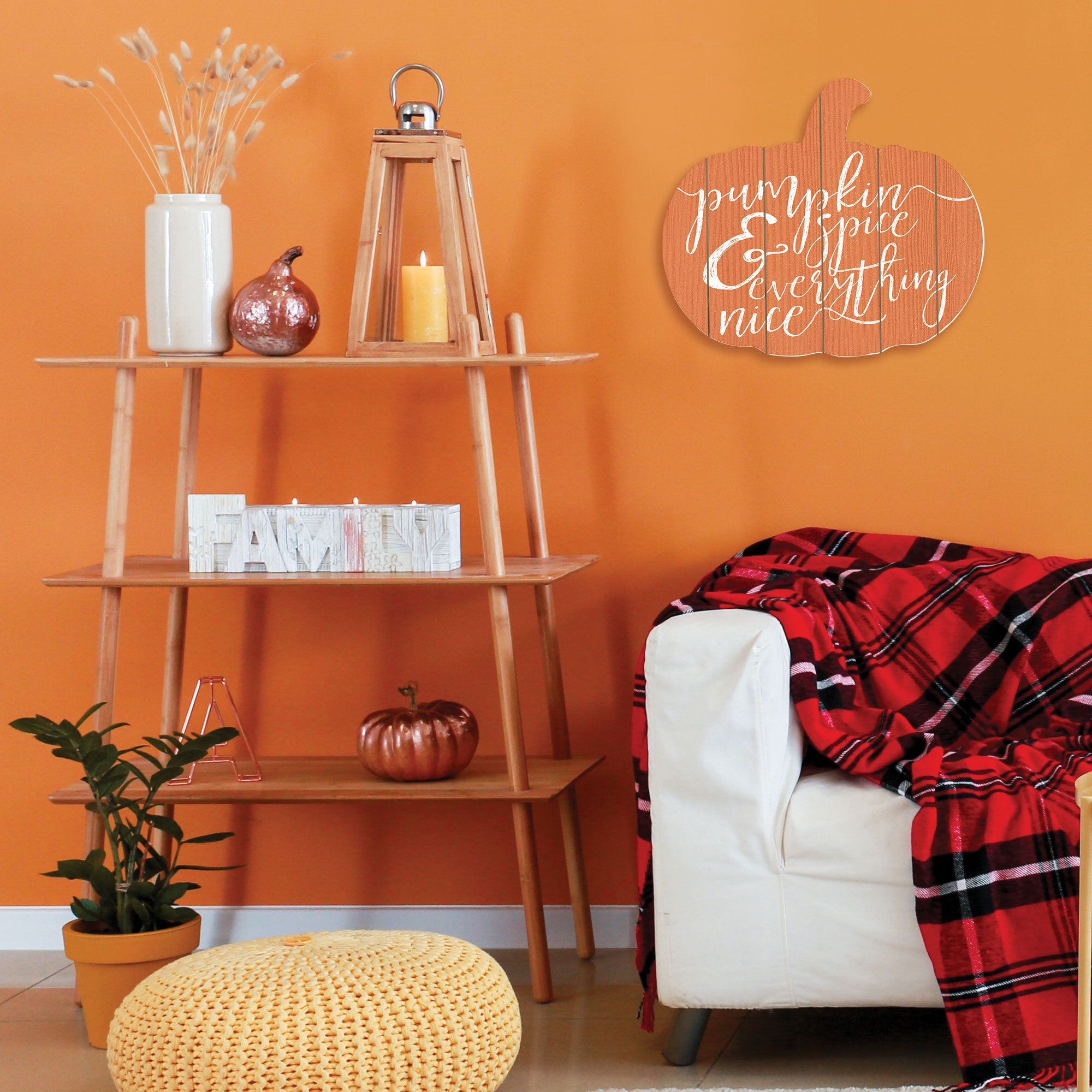 TrendyDecor4U "Pumpkin and Spice" By Artisan Lux + Me Designs Printed on Wooden Pumpkin Wall Art
