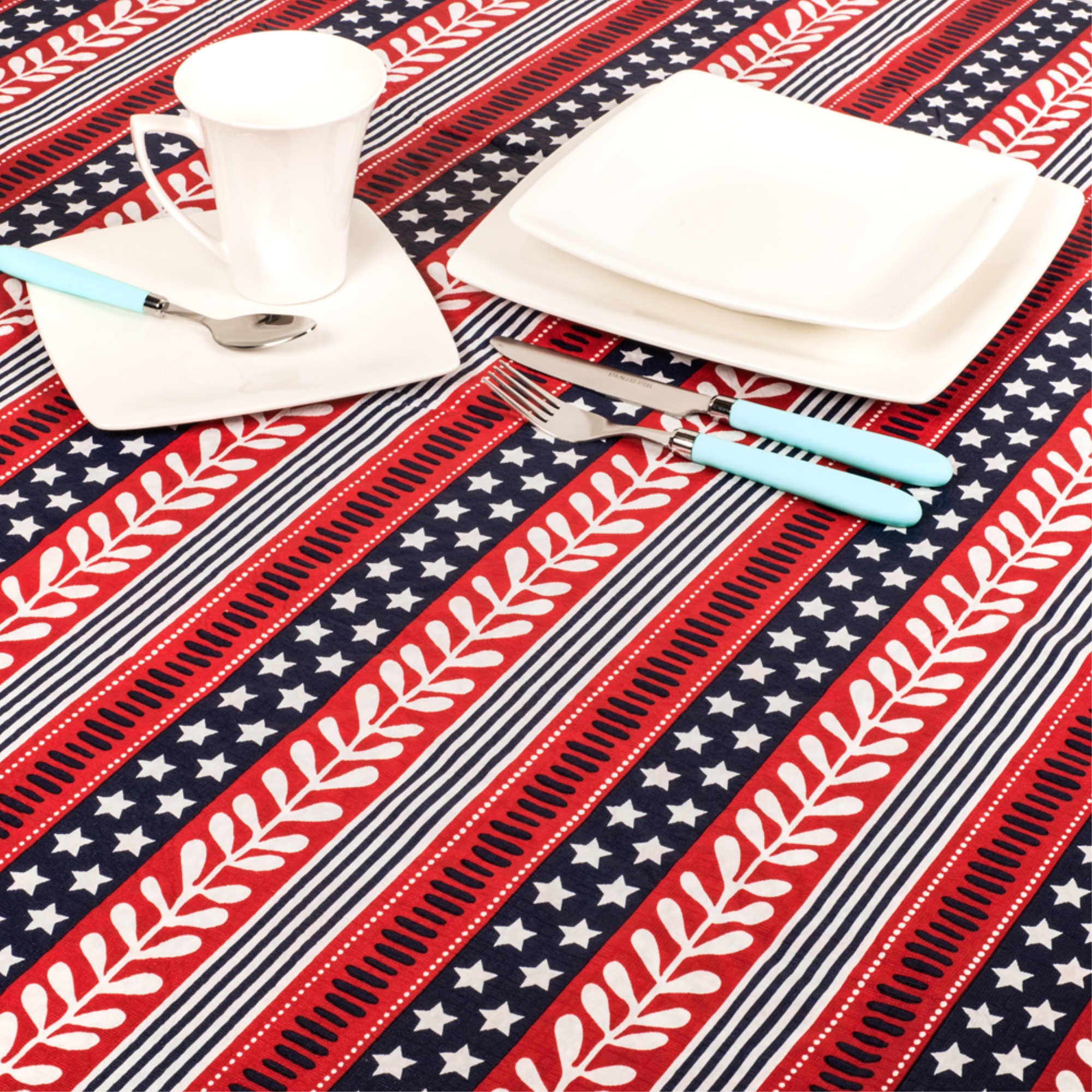 Carnation Home Fashions "Americana" 52"x52" vinyl flannel backed tablecloth