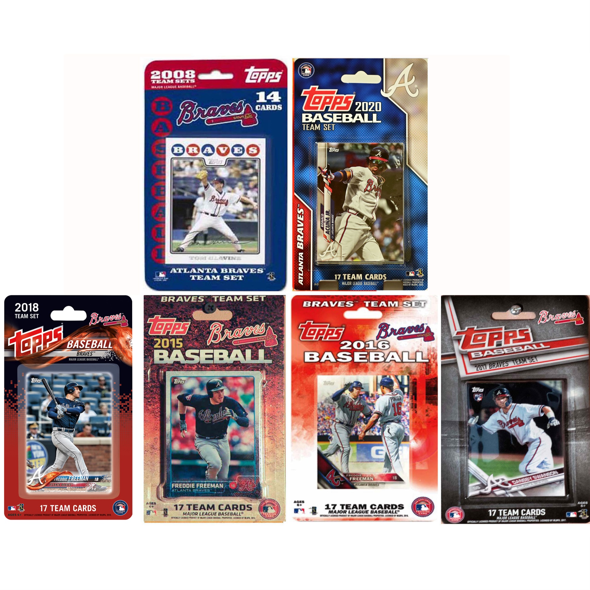 C & I Collectables MLB Atlanta Braves 6 Different Licensed Trading Card Team Sets