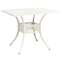 vidaXL Garden Table White 35.4"x35.4"x28.7" Cast Aluminum