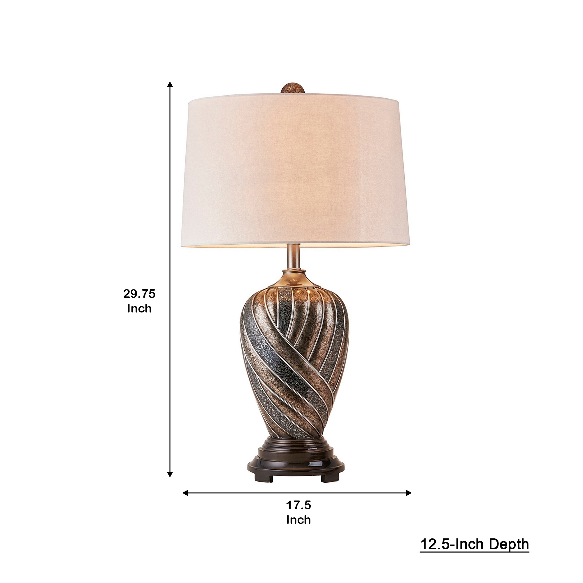 Textured Polyresin Bronze, Beige Table Lamp Textured