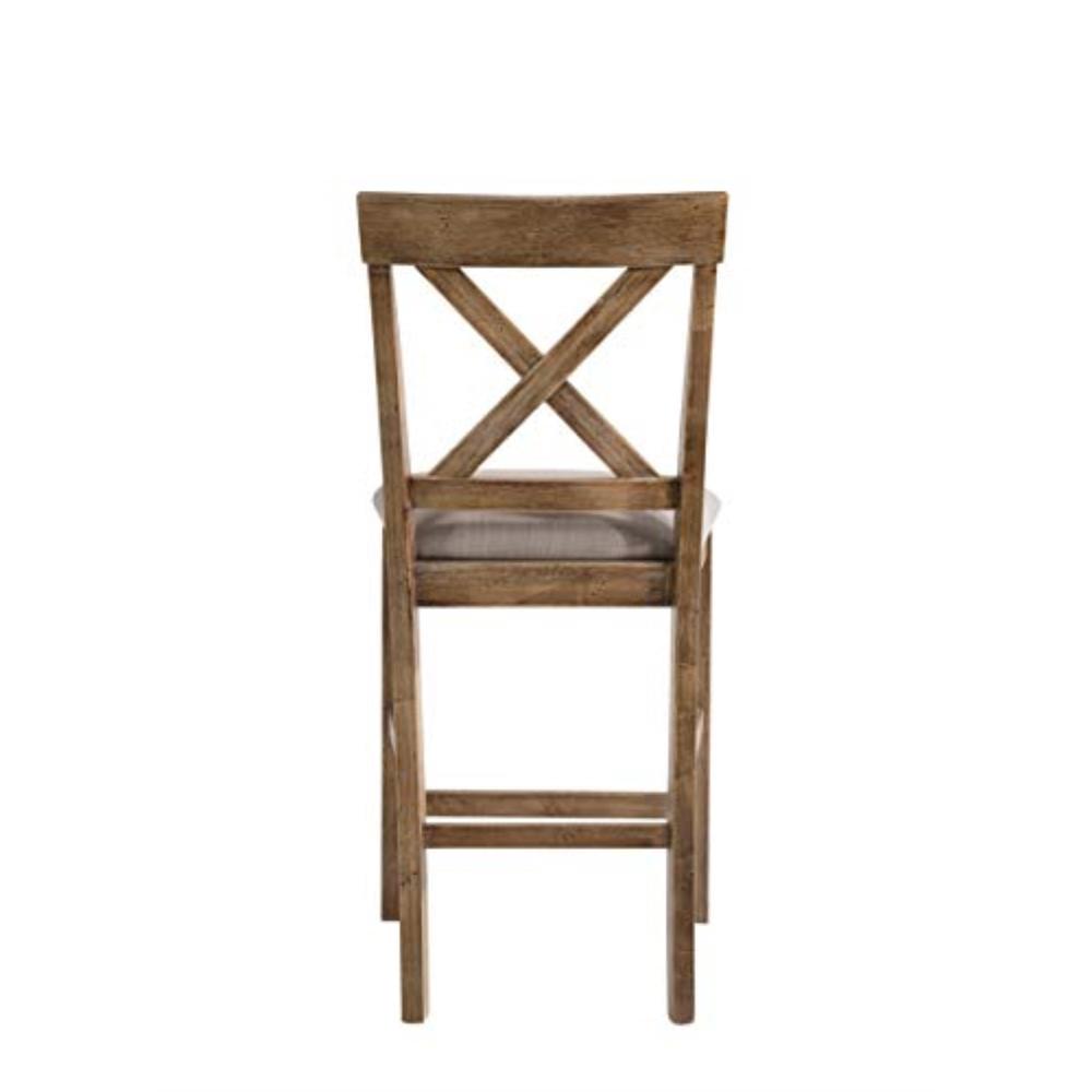 Acme Furniture 70832 Counter Height Chair (Set-2) - Tan Linen & Weathered Oak