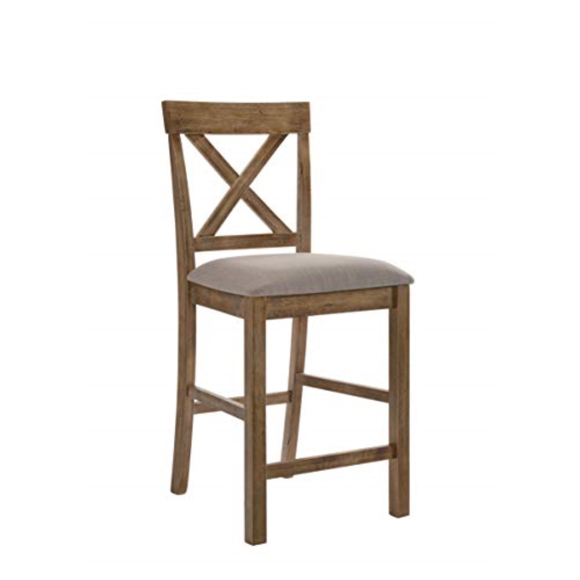 Acme Furniture 70832 Counter Height Chair (Set-2) - Tan Linen & Weathered Oak