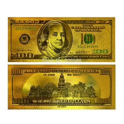 blinkee 24K Gold plated 100 Dollar Bill Replica Paper Money Currency Banknote Art Commemorative Collectible Holiday Decoration