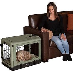 Pet Gear Inc Pet gear AThe Other DoorA 4 Door Steel crate for Dogscats with garage-Style Door Includes Plush Bed + Travel Bag No Tools Requir