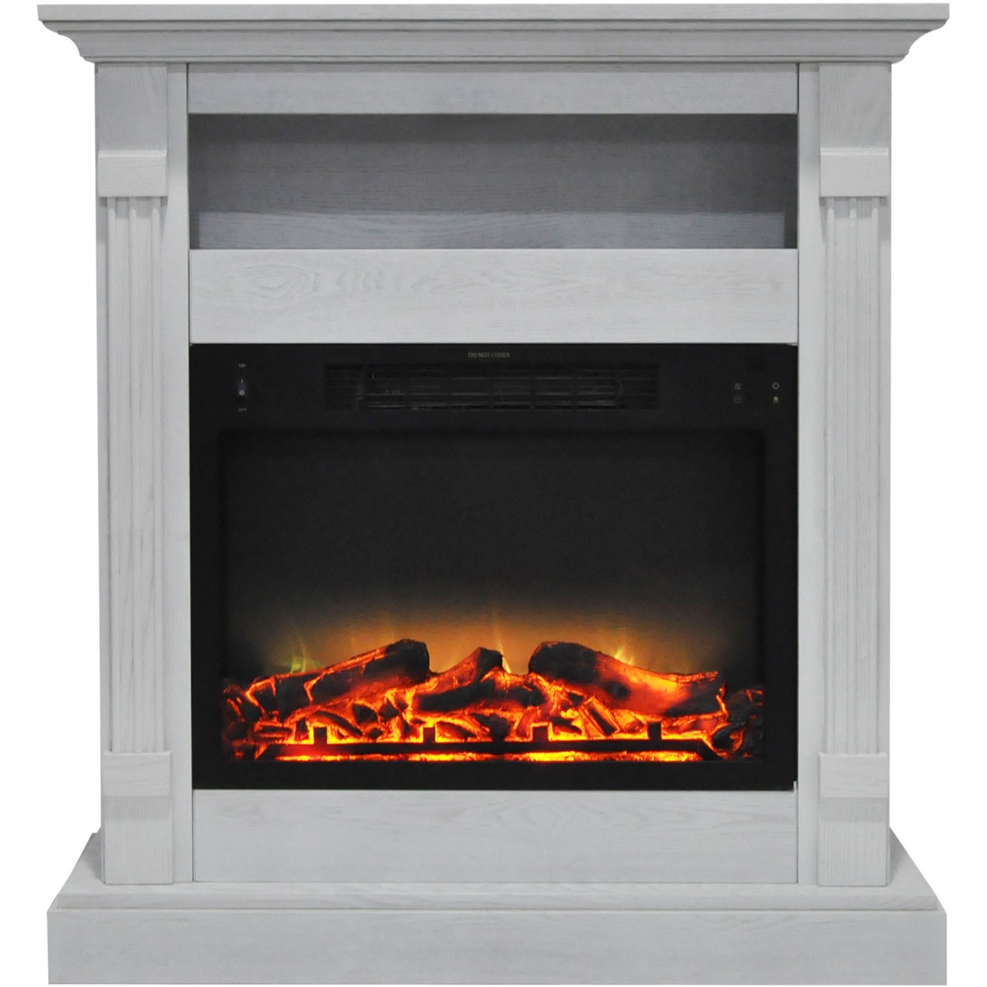 Cambridge 34 In. Electric Fireplace with Enhanced Log Display and White Mantel