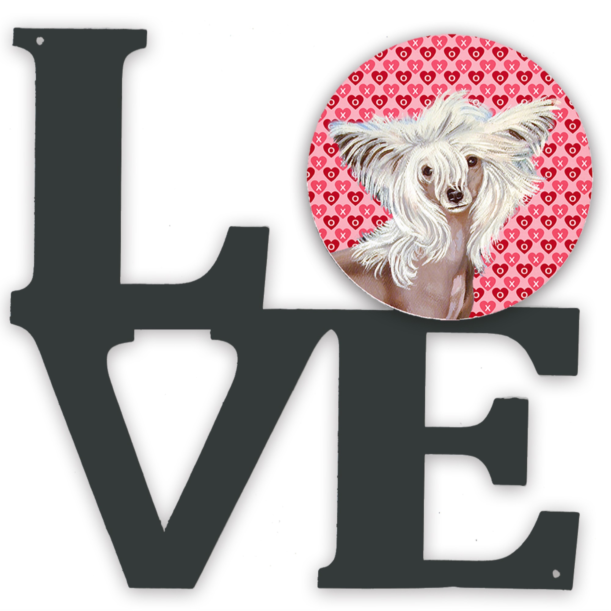 Carolines Treasures, Inc Chinese Crested Hearts Love and Valentine's Day Portrait Metal Wall Artwork LOVE