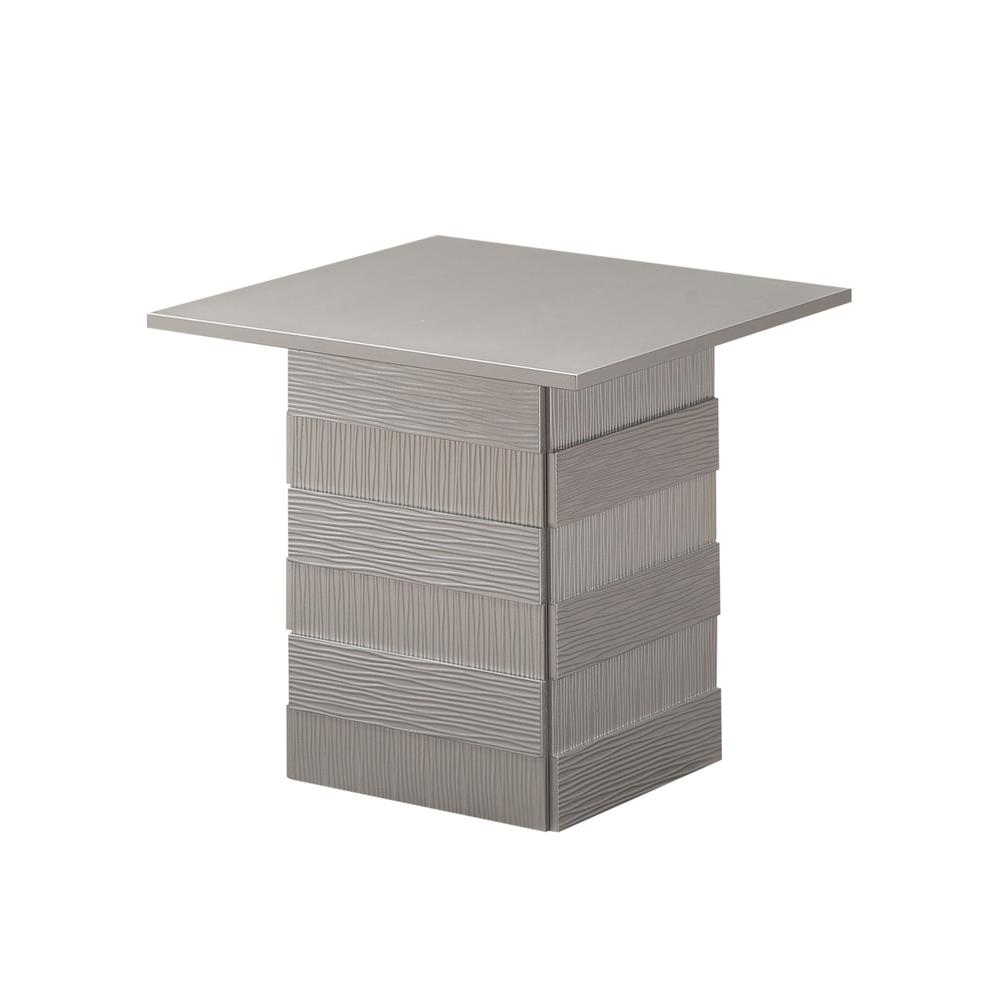 Pilaster Designs Hallett Embossed Modern Pedestal Coffee Table Set, Champagne Wood