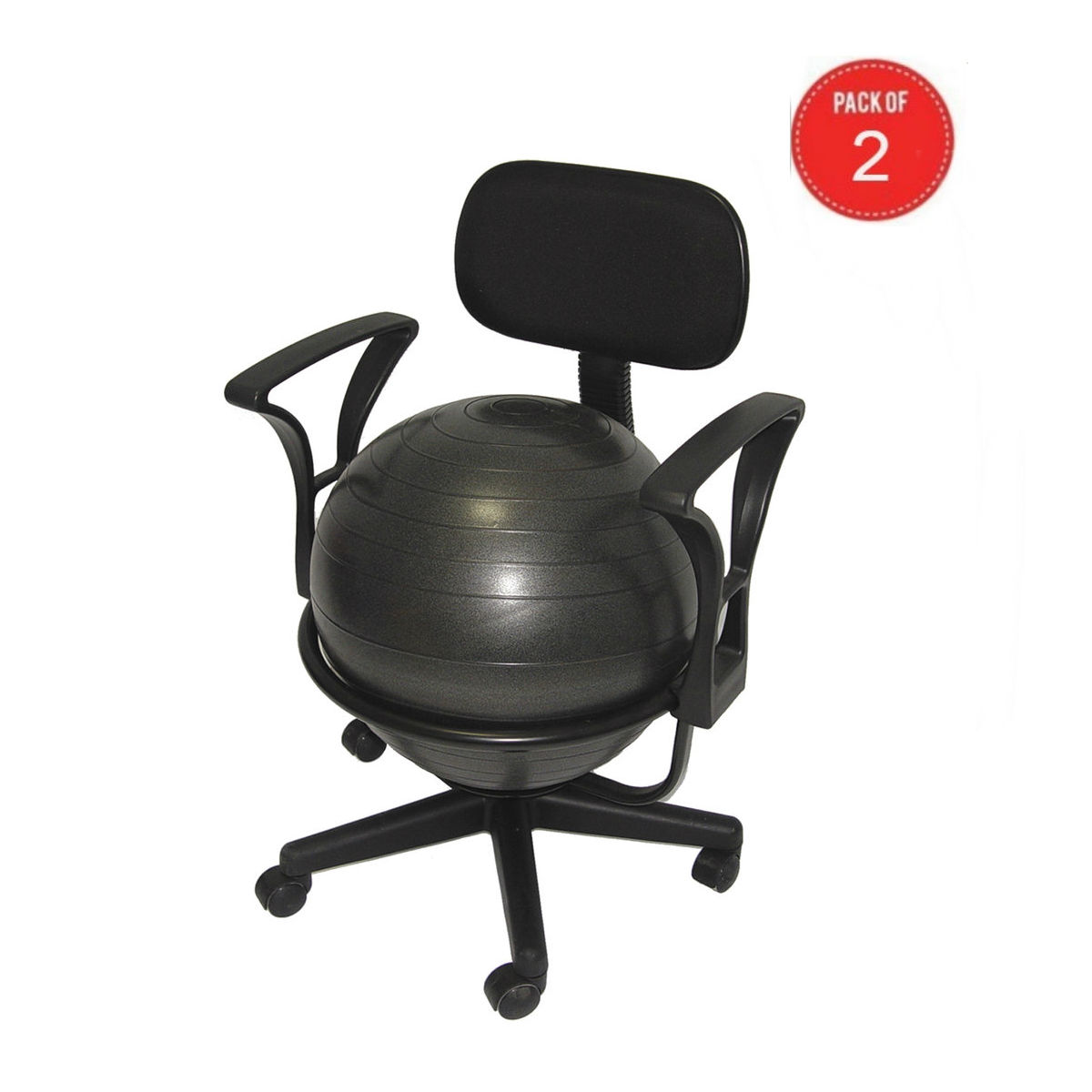 Aeromats Deluxe Fitness Ball Chair in Black (Pack of 2)