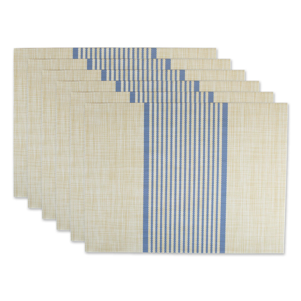 Design Imports DII French Blue Middle Stripe PVC Woven Placemat
