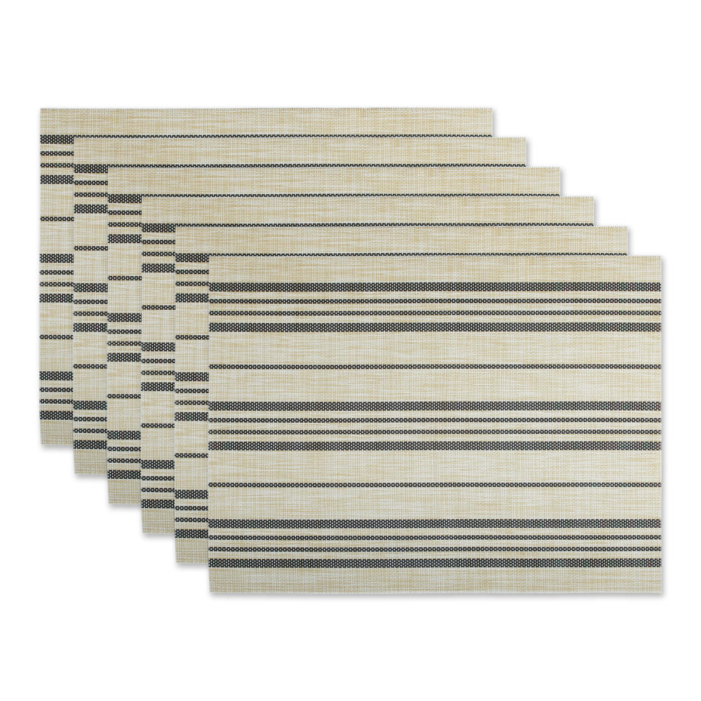 Design Imports DII Black Farmhouse Stripe PVC Woven Placemat