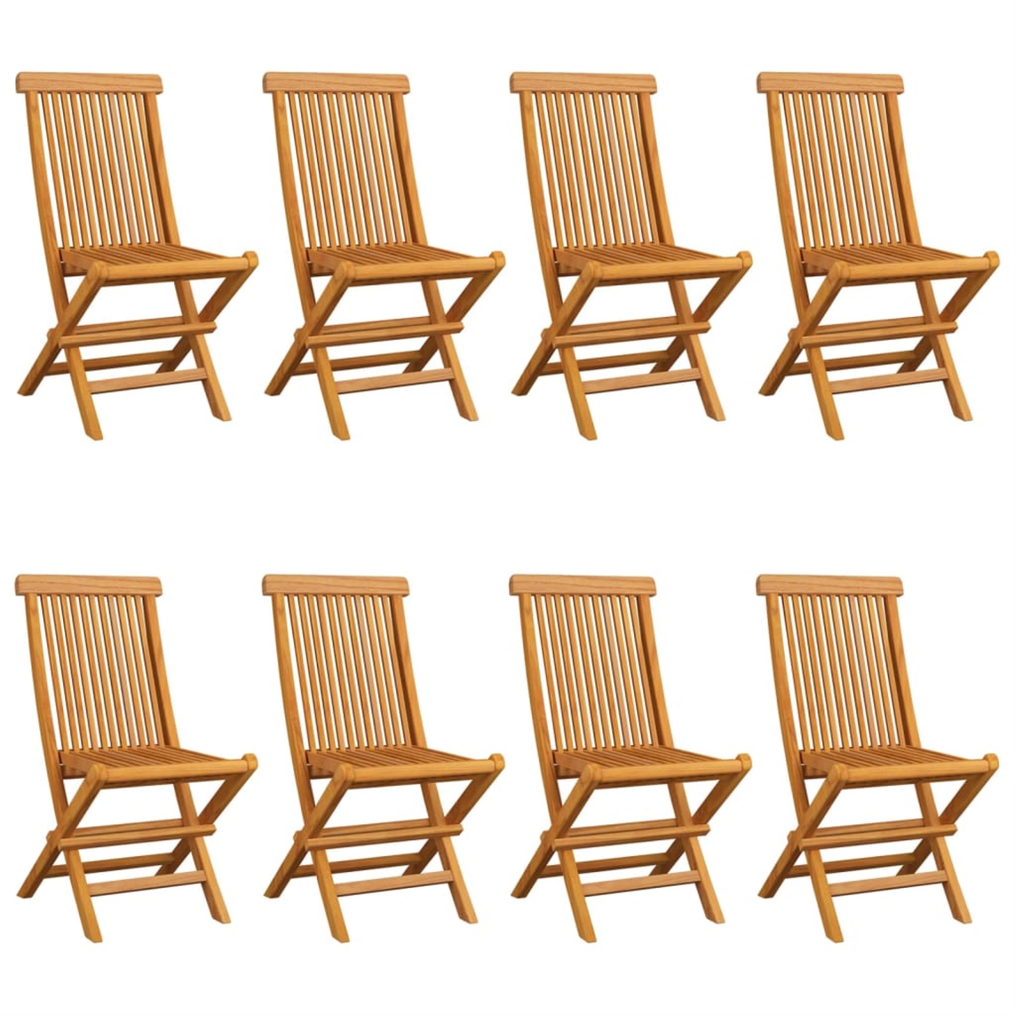 vidaXL Garden Chairs with Black Cushions 8 pcs Solid Teak Wood Brown