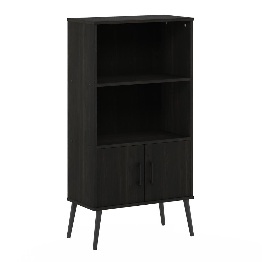 Furinno Claude Mid Century Style Accent Cabinet with Wood Legs, Espresso