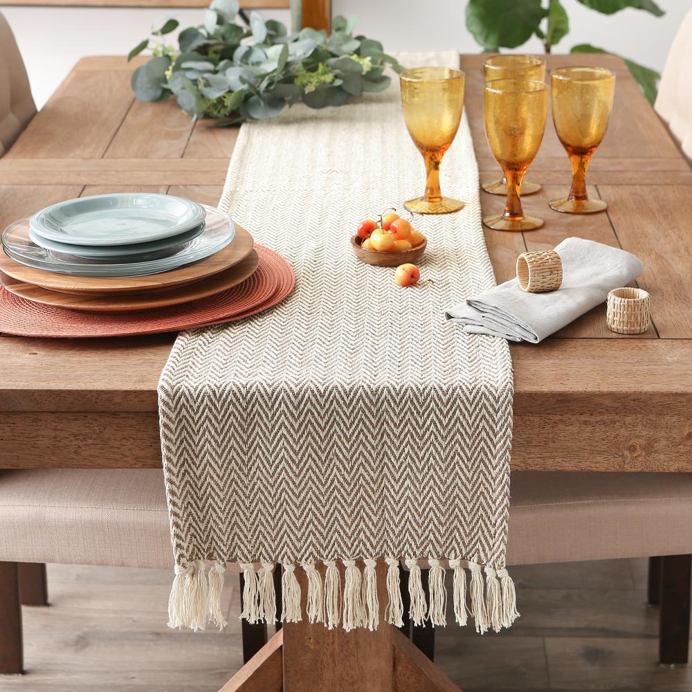 Design Imports DII Brown Chevron Table Runner 15x108