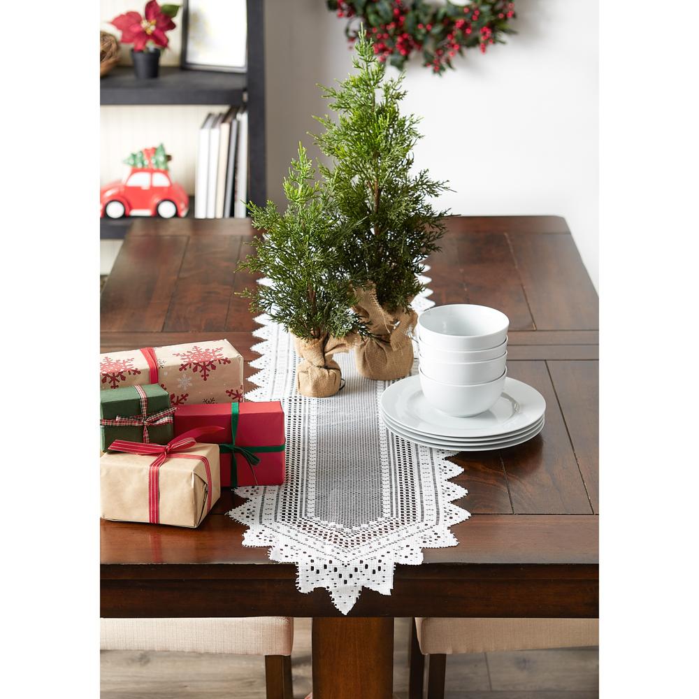 Design Imports DII Off White Nordic Lace Table Runner 14x72"