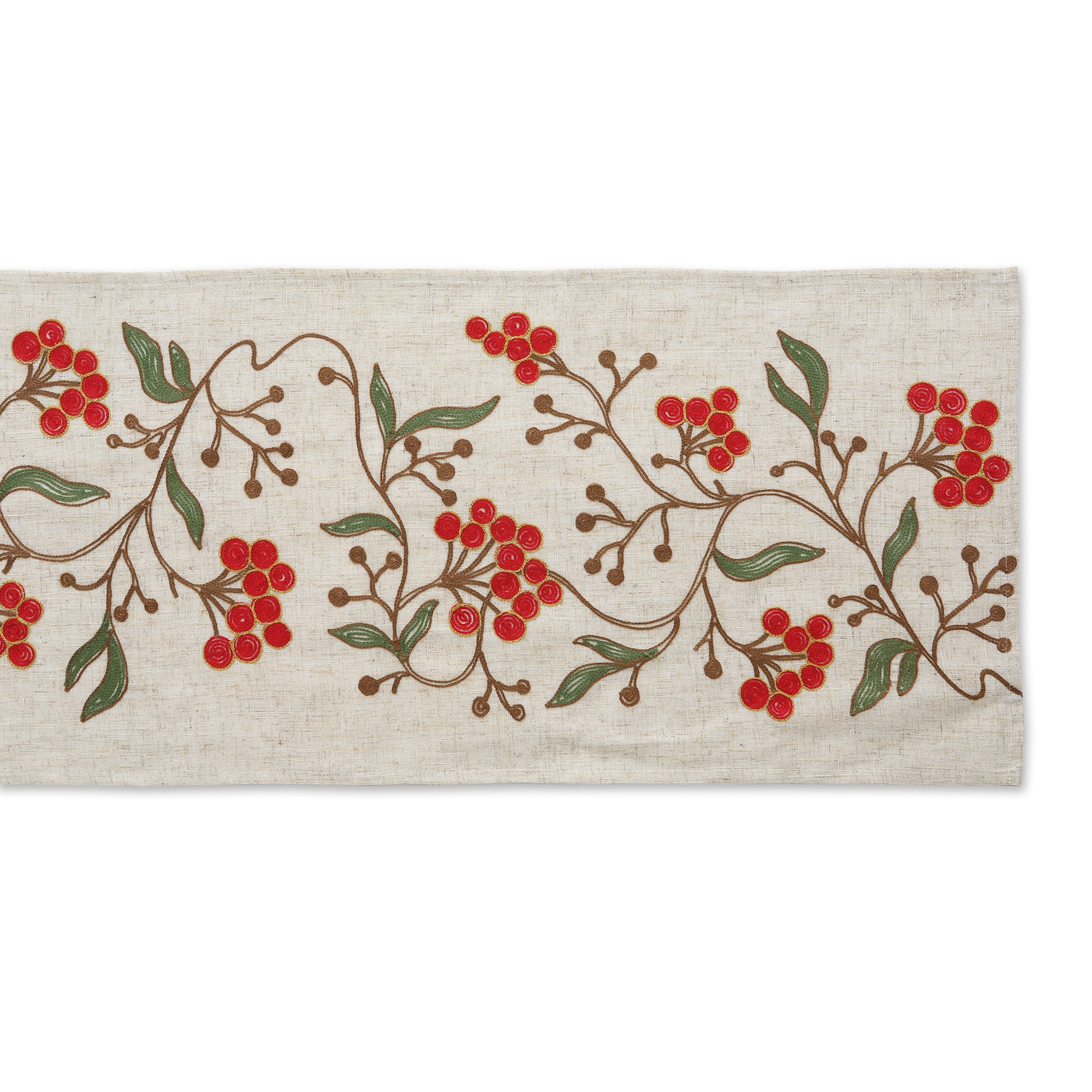 Design Imports DII Winter Berries Embroidered Table Runner 14x70