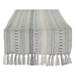 Design Imports DII Cool Gray Braided Stripe Table Runner 15x72