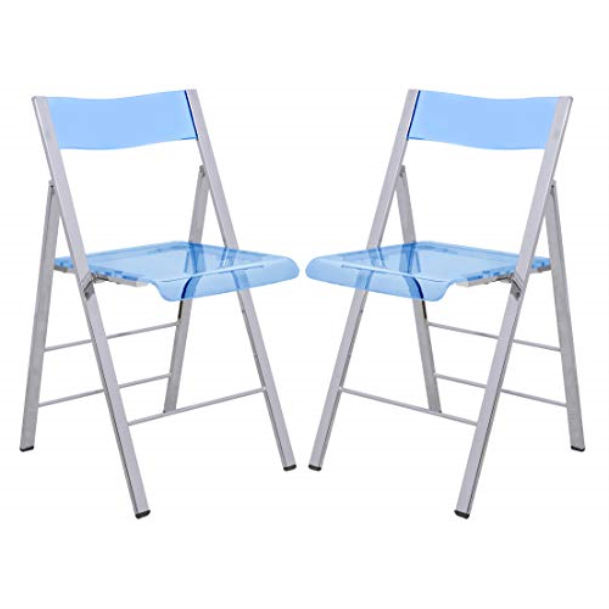 LeisureMod Menno Modern Acrylic Folding Chair, Set of 2