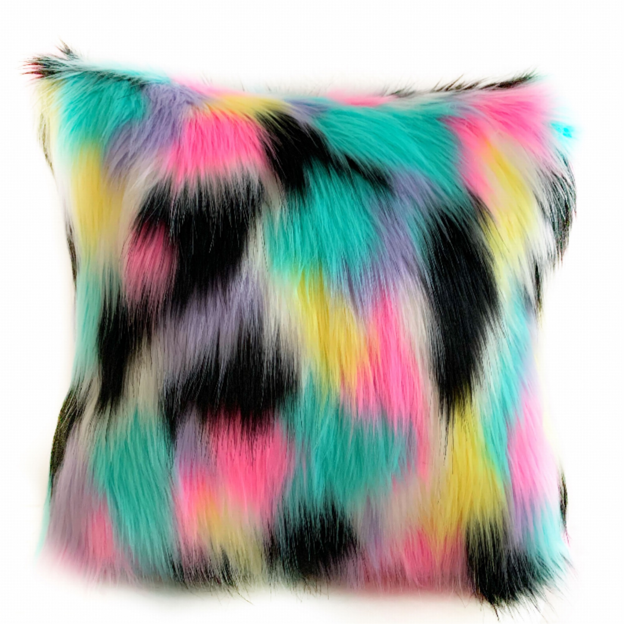 Plutus Brands Plutus Pink, Blue, Black, Yellow Exotic Animal Faux Fur Luxury Throw Pillow