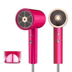 Rain bean RAINBEAN 1800W Travel Hair Dryer with Magnetic Nozzle, 2 Speed 3 Heat Settings, Low Noise Fast Drying Hair Dryer, Pink