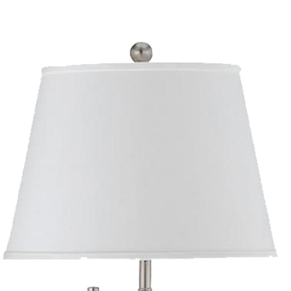 Benjara Metal Round 3 Way Floor Lamp with Spider Type Shade, Silver and White