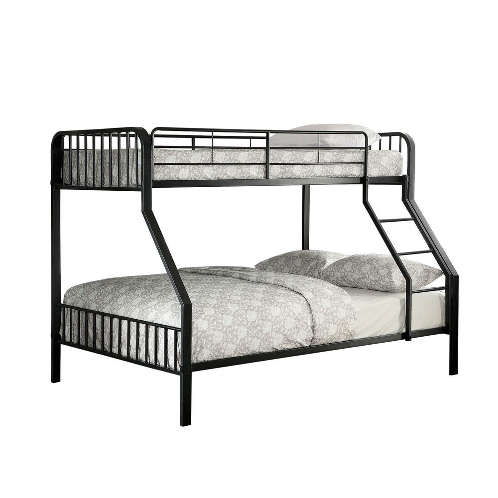 Benjara Industrial Style Twin over Full Metal Bunk Bed with Tubular Frame, Black