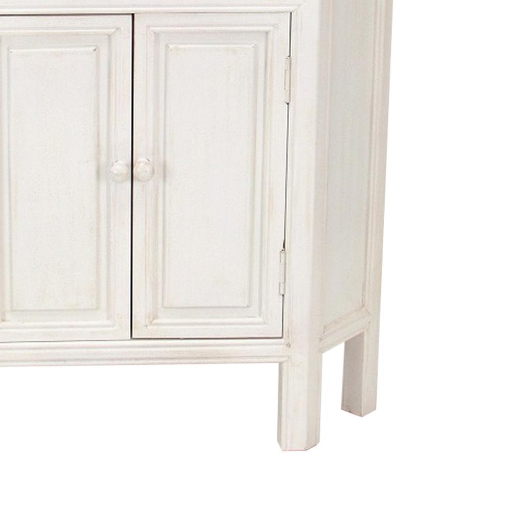 Benjara Wooden Corner Cabinet with 2 Drawers and 2 Doors, White