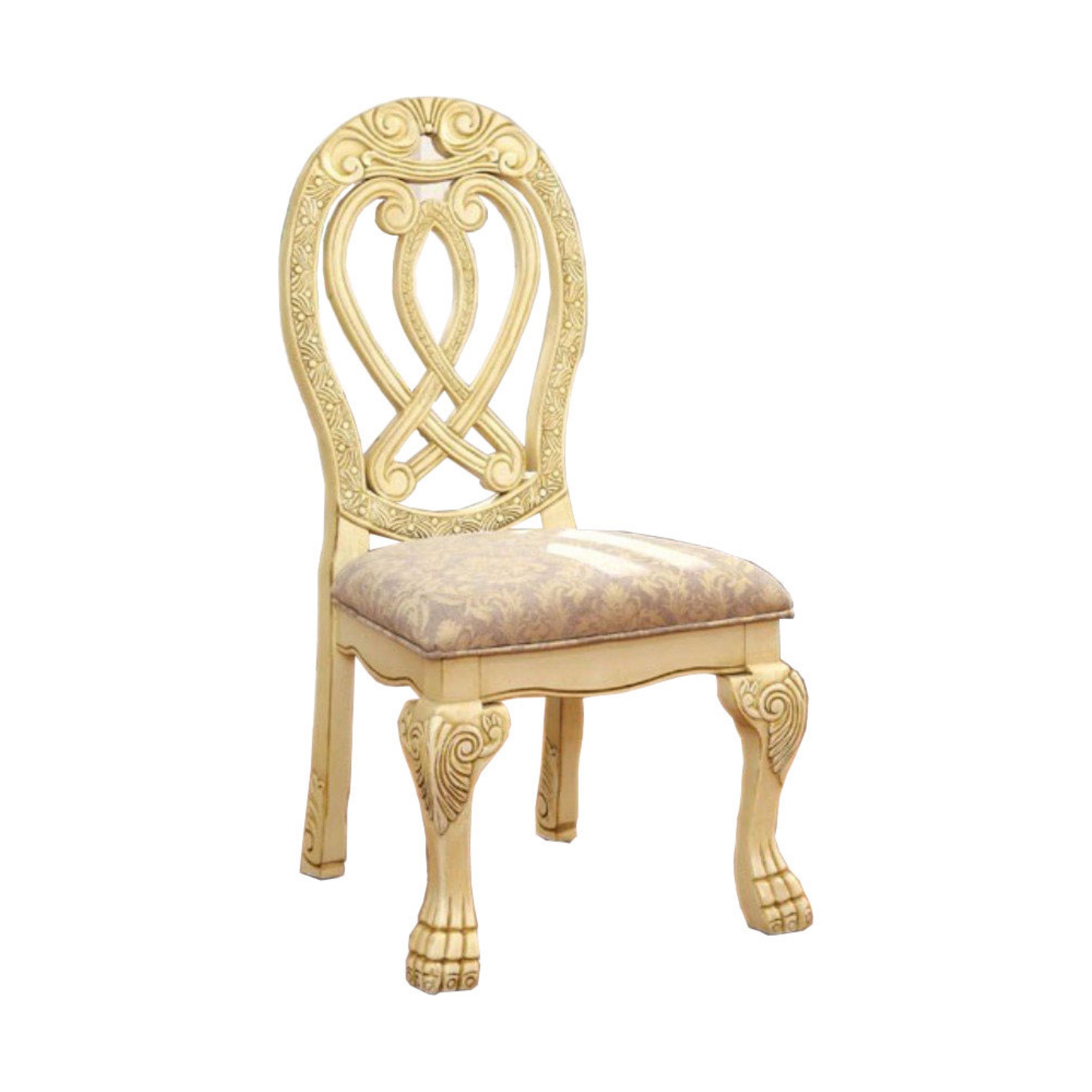 Benzara Wyndmere Traditional Side Chair, Cream Finish, Set of 2